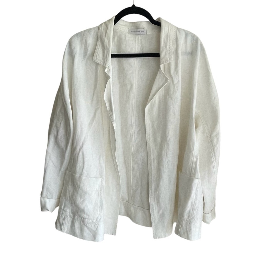 WINDSMOOR Linen Blazer Jacket Ivory Cream Size 14